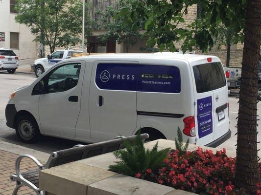 Press delivery van in Fort Worth