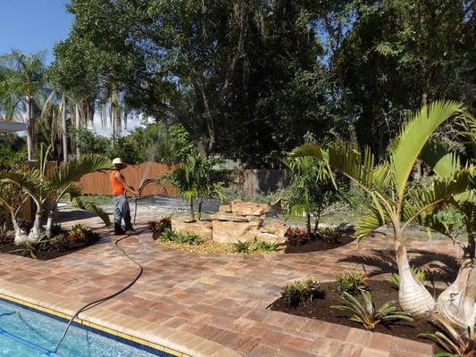 We added a beautiful backyard paradise which included, Pavers, Landscaping and waterfall.