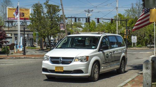 Taxi/school Caravan in the center of Bridgewater, MA