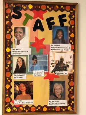 Our updated 2018 staff members of the HappyZone!