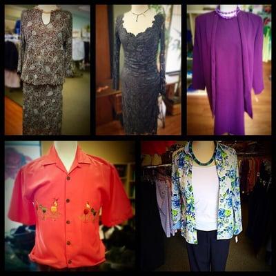 We offer a wide variety of women and men's clothing. Come in and try them on today!