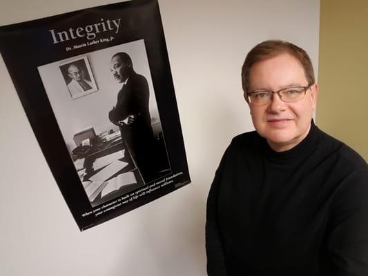 Richard Taylor with Inspirational Dr. Martin Luther King Jr Poster purchased at The King Center