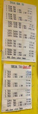 Taco Menu