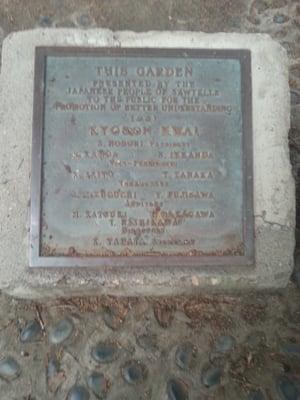 Plaque from 1931 promoting understanding