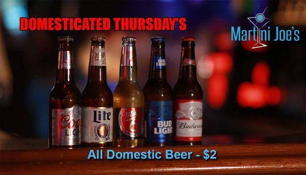 Domestic Beer $2 on Thursdays!