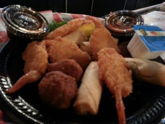 Seafood sampler appetizer plate