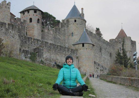 Dr. Ellie meditating in France.