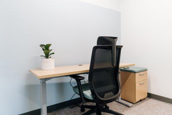 Each private office has high-speed wifi and an ethernet port for hard-wired internet.