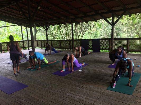 Mat Pilates class at the Sweat & Serenity Fitness Retreat in Costa Rica.