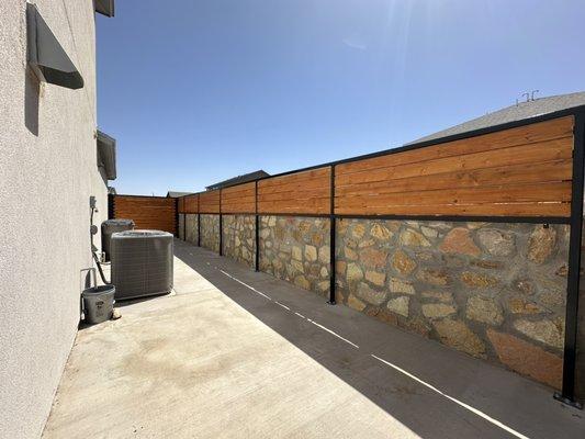 Wood with metal fence