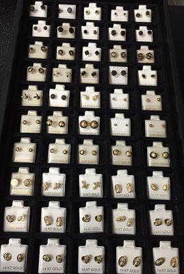 Religious screw back studs 14k