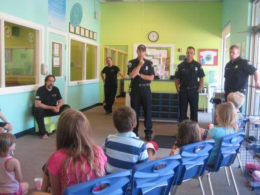 Local Firefighters visit The Little Gym campers as part of "Hero" week!