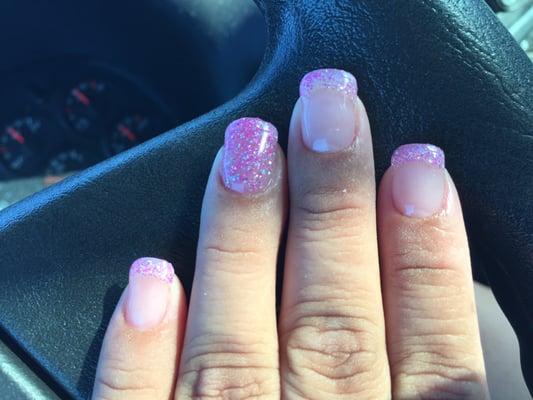 Did shellac pink tips and one full pink shellac it was a refill and cost $33