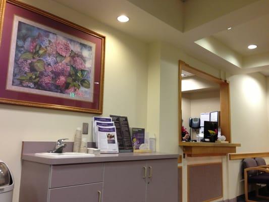 Front reception counter. There are 2 other windows they can forward u to in order to get checked in/get paperwork done.