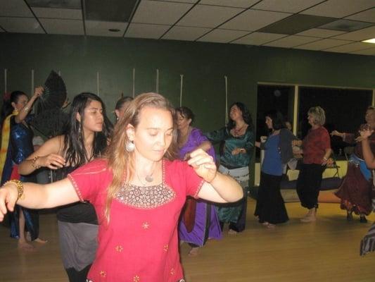 Belly dancer Zahra leading a group