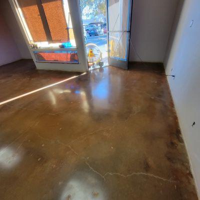 Polished concrete acid stain.