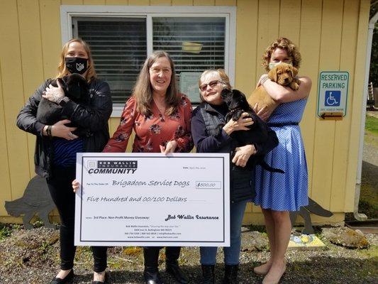 2021 Bob Wallin Ins Non Profit Giveaway 3rd place winners: Brigadoon Service Dogs