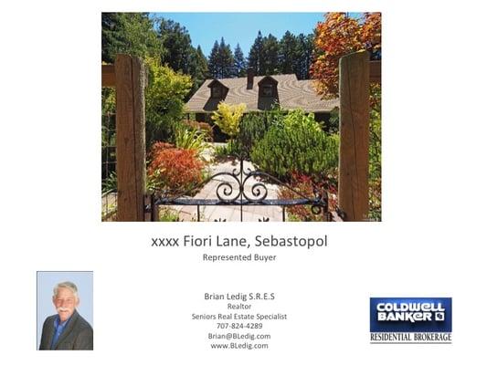 Brian Ledig - Coldwell Banker Real Estate  - Sebastopol SOLD 2015 707-824-4289