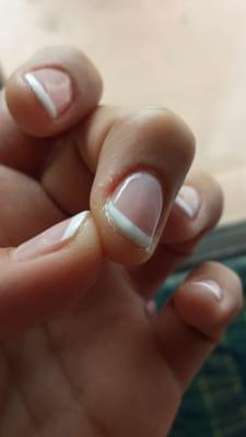 Again horrible job on a simple french gel manicure!