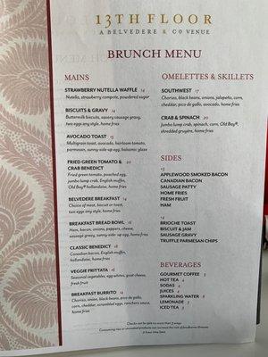 Brunch menu