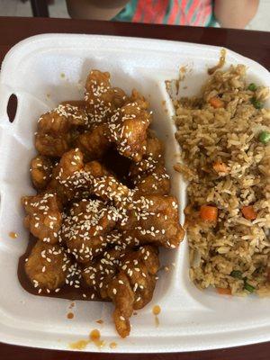 Sesame Chicken and Vegetable Fried Rice