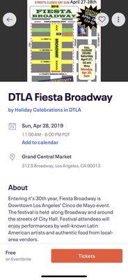 A Free Event Celebrating it's 30th Year of Cinco de Mayo in DTLA  register with Eventbrite