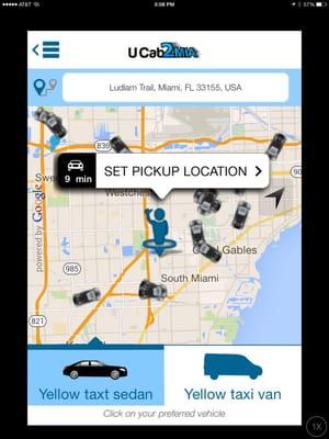 UCAB2MIA app to locate a licensed cab real time 24/7