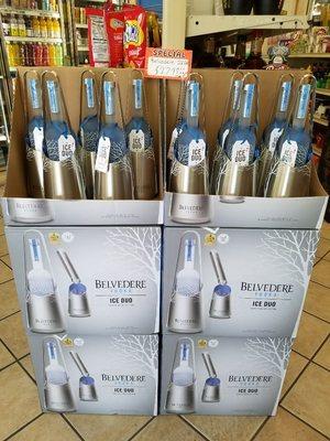 Belvedere 750ml Ice Duo! Get the bottle and a silver ice bucket/tong!