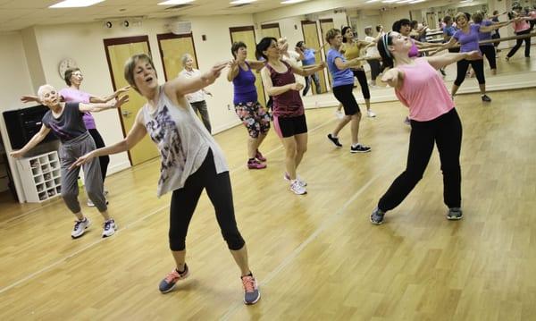 Group exercise classes are very popular at the J.