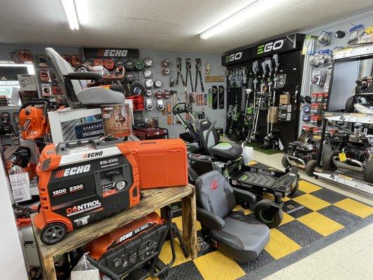 We sell commercial and residential grade mowers and power equipment.