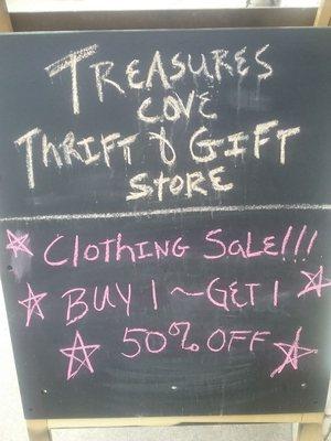 Just one of the many sales offered at Treasures Cove