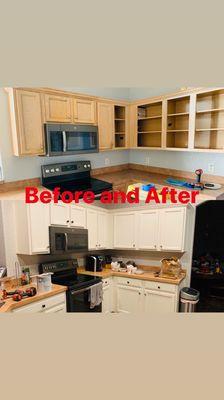 Before and after of a kitchen we did in winter garden fl for a great customer of ours from brown to white