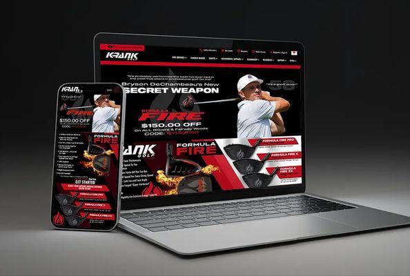 KRANK GOLF PRIMARY WEBSITE | 2022 | Hand-Coded, Web Page Design and Development, CSS3, HTML5, PHP and JavaScript