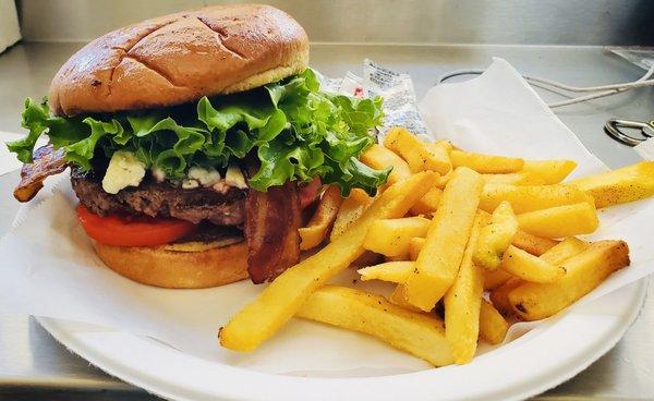 BLT Burger with Blue cheese crumbles