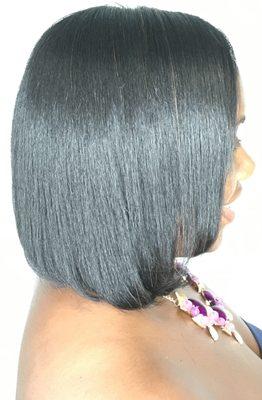 Relaxer and dark brown Hair Color.