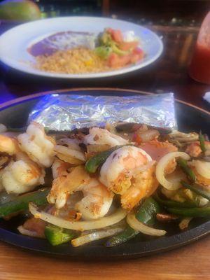 Shrimp Fajitas extra spicy with yummy arbor chili