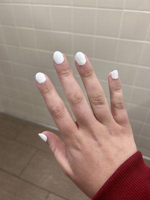 Manicure with white gel polish