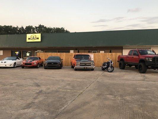 JB's "Street Outlaw" guys showing of their cars during Street Outlaw Night