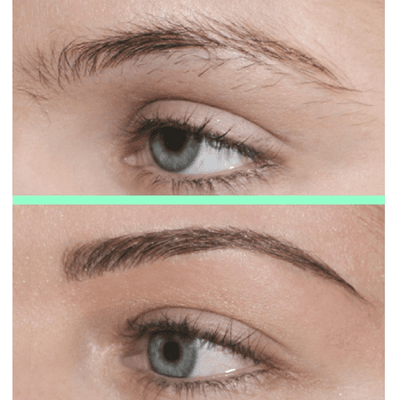 Before eyebrow grooming and after eyebrow grooming.