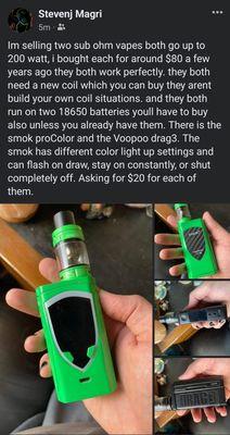 lol , here's a random picture of a vape. lol its just an example of one of the mods you can buy there.