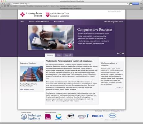 Anticoagulation Centers of Excellence website and branding