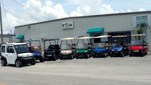 We can customize any golf cart, whether it's one of ours or bring your own cart in. We service, sell parts and have rentals.