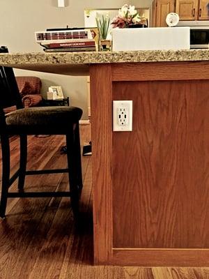 GFI protected outlet installed into kitchen island.