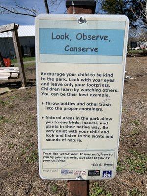 One of many signs in the park