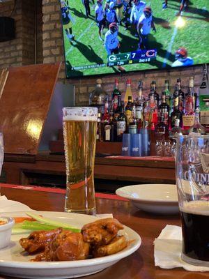 Great buffalo wings, $5 draft beers, and football