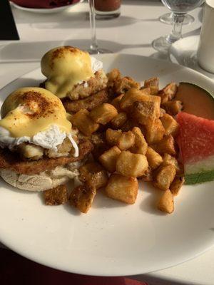 Fried Green Tomato and Crab Eggs Benedict