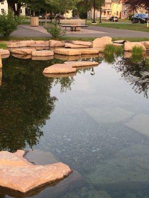 The "lake" behind George Hawkins Hall