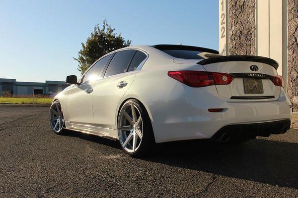 Brent's Infiniti Q50 dropped on Rohana RC7s http://www.preferredcustoms.com/rohana-wheels/