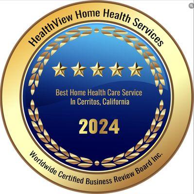 HealthView Home Health Services was Voted "2024 Best Home Home Health Services in Cerritos Award" by the Worldwide Certified Business Review