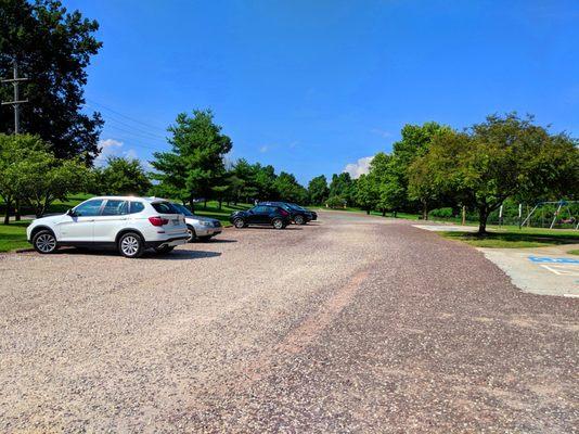 Battle of the Clouds Park -- large gravel parking lot